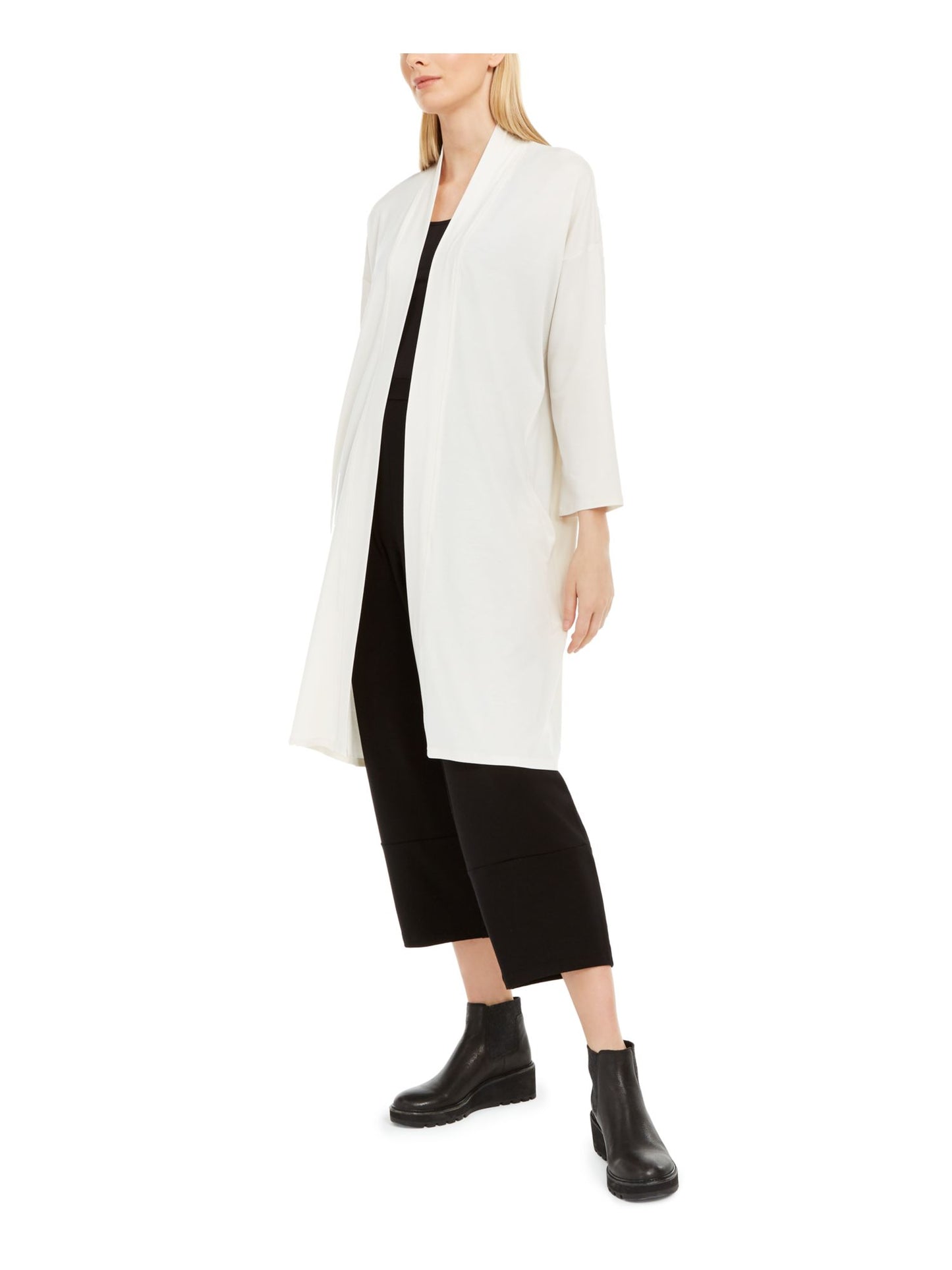 Cardigan feminino Eileen Fisher, cor sólida, tamanho pequeno, tamanho grande