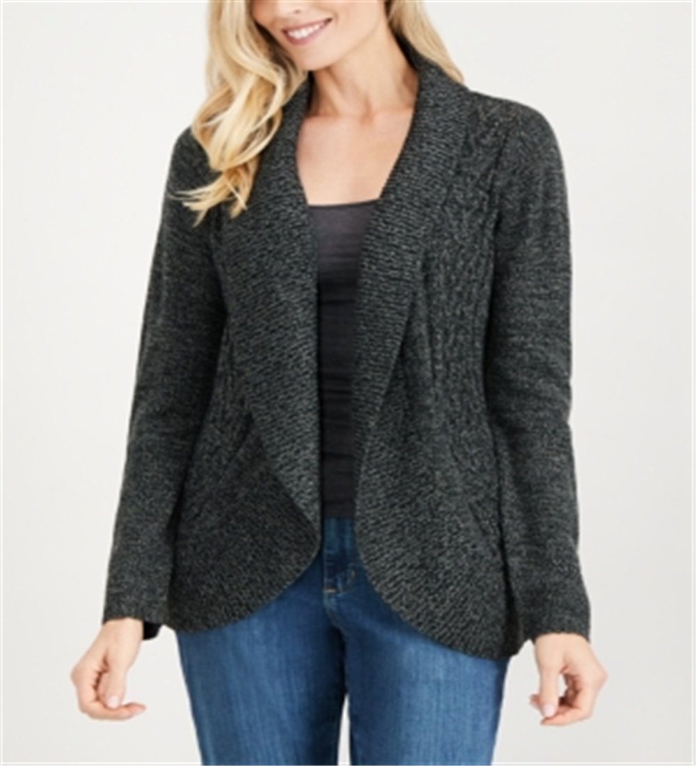 Karen Scott Cardigan Cocoon Feminino Preto Cinza Tamanho P