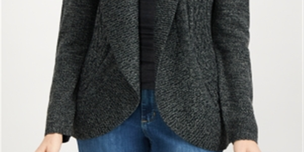 Karen Scott Cardigan Cocoon Feminino Preto Cinza Tamanho P