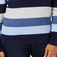 Karen Scott Suéter Feminino de Algodão com Decote em V e Blocos de Cores Azul Tamanho X-G