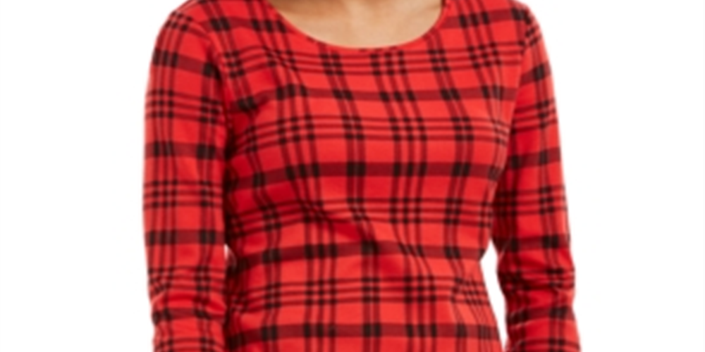 Charter Club Top xadrez de algodão feminino vermelho tamanho XX-G