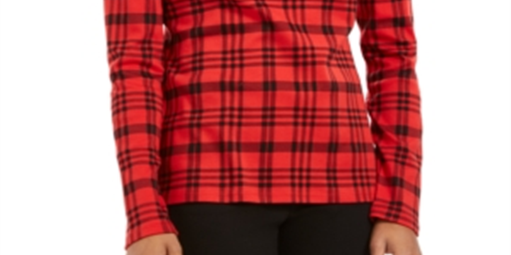 Charter Club Top xadrez de algodão feminino vermelho tamanho XX-G