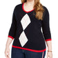 Suéter Tommy Hilfiger Plus Argyle de algodão feminino, azul marinho, tamanho 3X