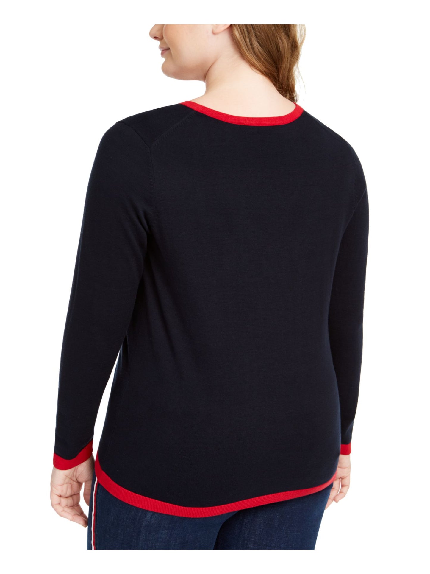 Suéter Tommy Hilfiger Plus Argyle de algodão feminino, azul marinho, tamanho 3X
