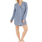 Camisa de dormir feminina Alfani com botões frontais e malha aconchegante, azul, tamanho XS