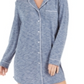 Camisa de dormir feminina Alfani com botões frontais e malha aconchegante, azul, tamanho XS