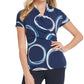 Blusa feminina DKNY com estampa franzida e manga curta, decote em V, azul, tamanho XX-G