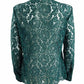 Charter Club Blusa feminina azul-petróleo com gola e botões para festa, tamanho pequeno, verde