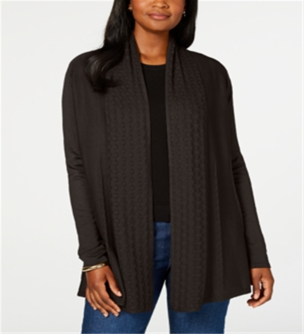 Karen Scott Cardigan Feminino Frente Aberta Marrom Tamanho P