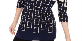 Túnica estampada feminina Alfani azul-marinho/vários tamanhos - Petite G