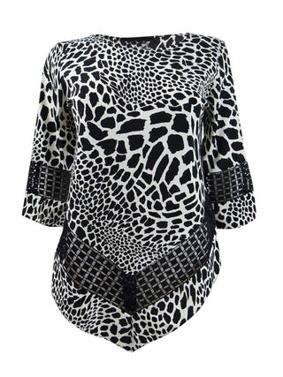 Blusa feminina Alfani com acabamento em crochê estampado, tamanho pequeno, branca