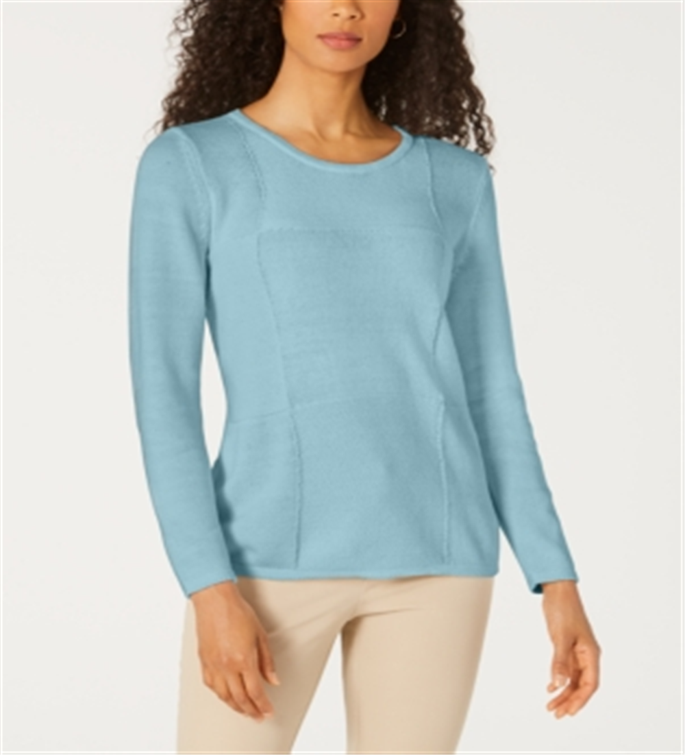 Karen Scott Suéter Feminino Patchwork Stitch Azul Tamanho XXG