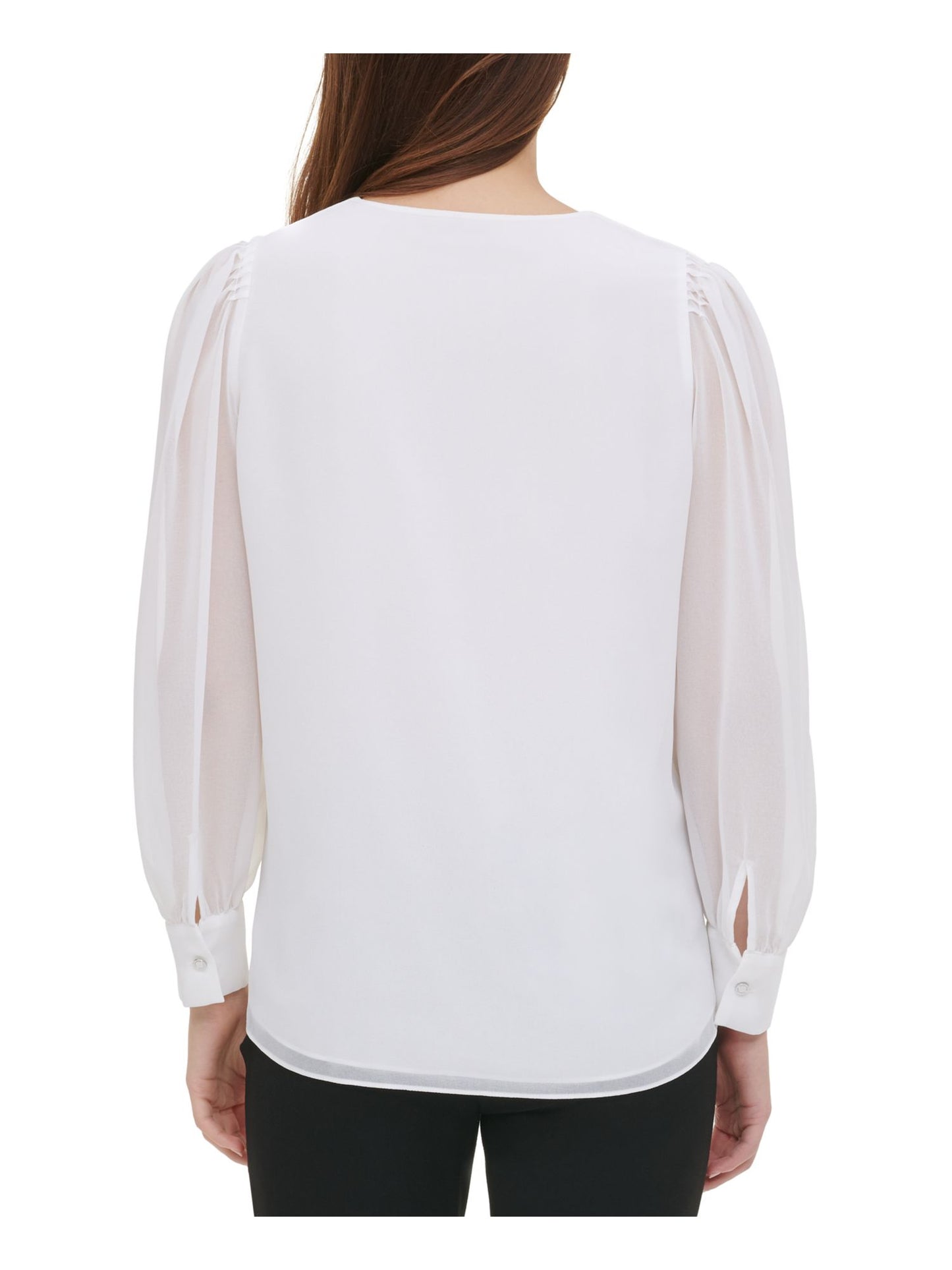 Blusa Calvin Klein Feminina Lisa Manga Longa Gola V Branca Tamanho Grande