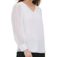 Blusa Calvin Klein Feminina Lisa Manga Longa Gola V Branca Tamanho Grande