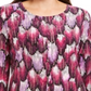 Blusa feminina estampada com manga 3/4 da coleção JM, preta, tamanho X-S