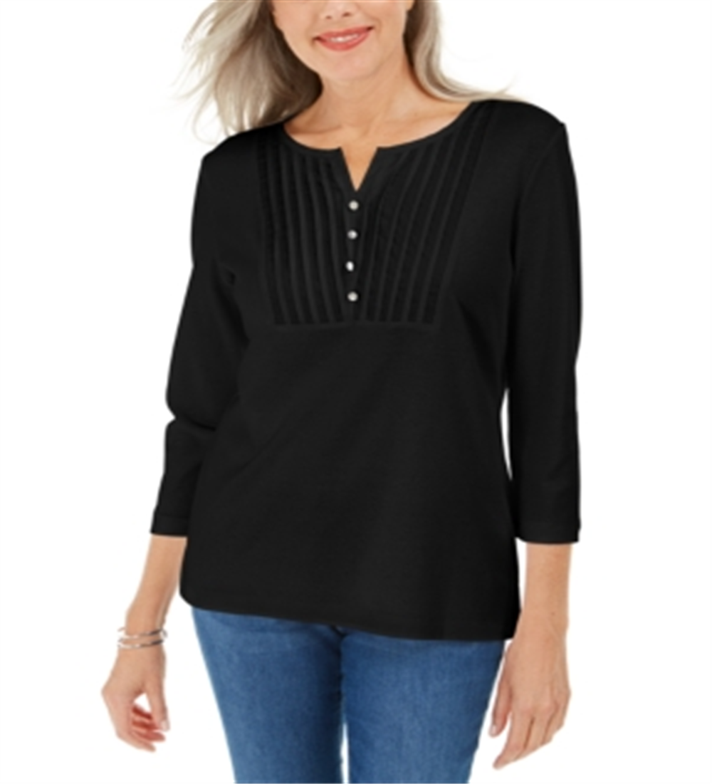 Karen Scott Blusa de Malha Feminina Preta Tamanho Pequeno P/M