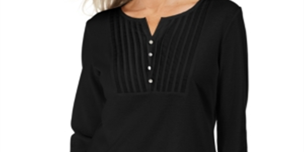 Karen Scott Blusa de Malha Feminina Preta Tamanho Pequeno P/M
