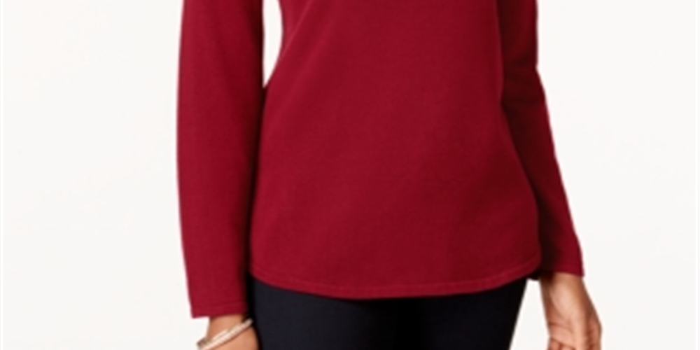 Suéter feminino Karen Scott de algodão vermelho tamanho X-G