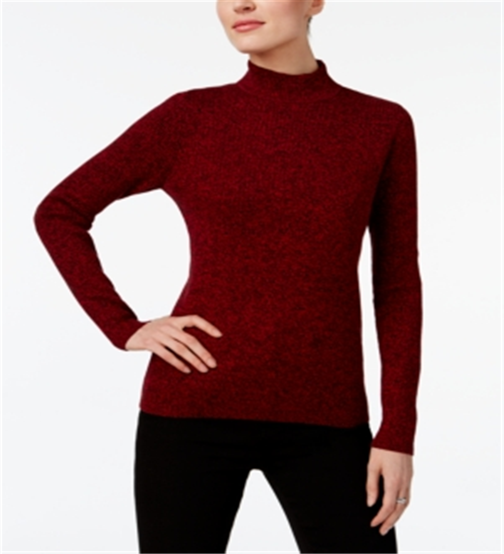 Karen Scott Suéter Feminino de Algodão com Gola Falsa Vermelho Tamanho XS