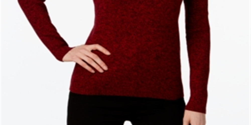 Karen Scott Suéter Feminino de Algodão com Gola Falsa Vermelho Tamanho XS