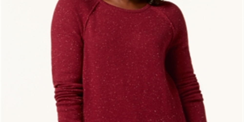Karen Scott Suéter Feminino Manga Longa Bainha Curva Vermelho Tamanho Pequeno Médio