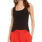 Blusa regata feminina Bar III com gola quadrada e malha canelada, preta, tamanho extragrande
