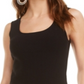 Blusa regata feminina Bar III com gola quadrada e malha canelada, preta, tamanho extragrande
