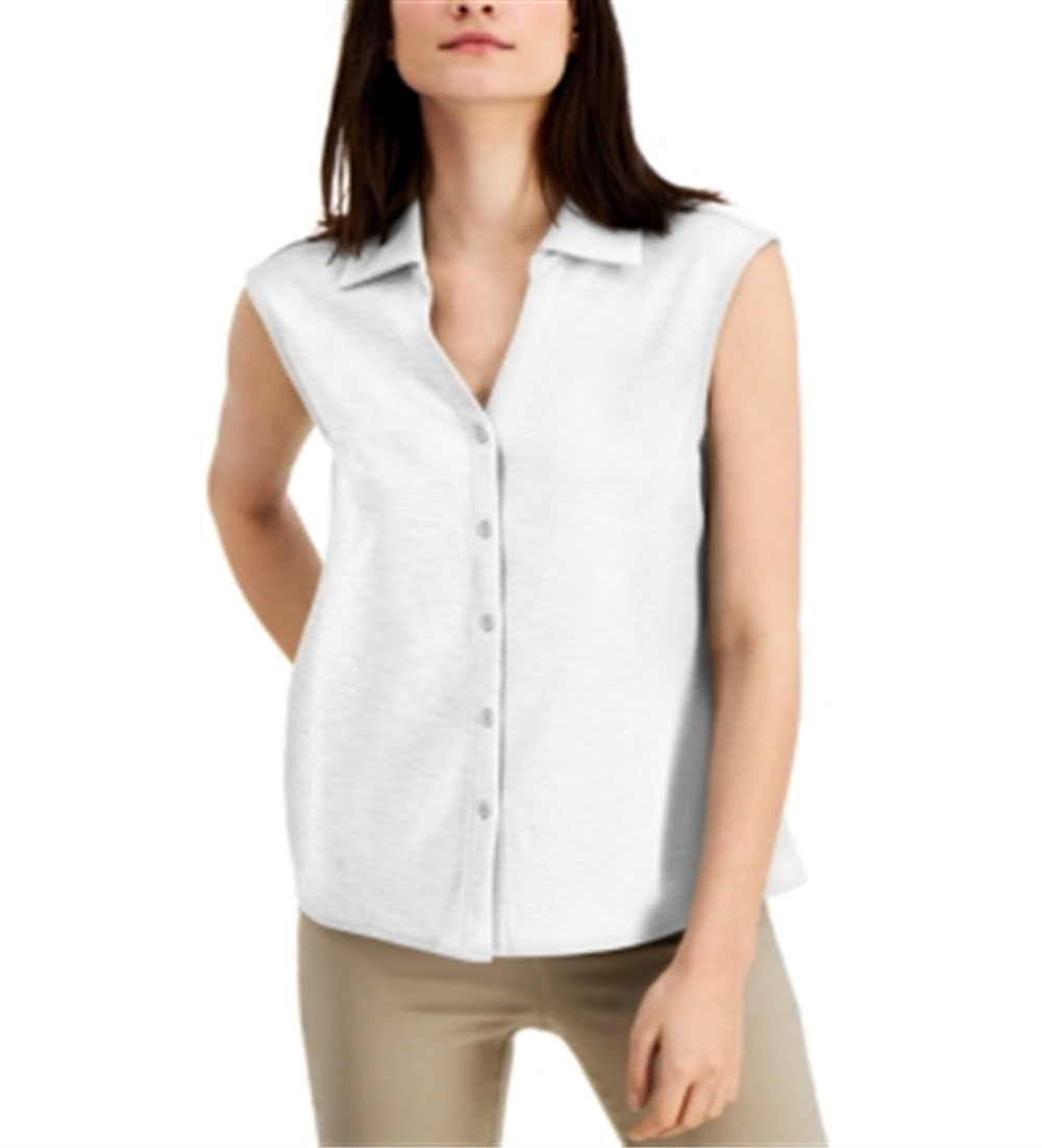 Blusa feminina Alfani sem mangas, branca, tamanho X-S