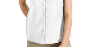 Blusa feminina Alfani sem mangas, branca, tamanho X-S