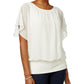 Blusa elegante transparente feminina JM Collection, nude, tamanho pequeno