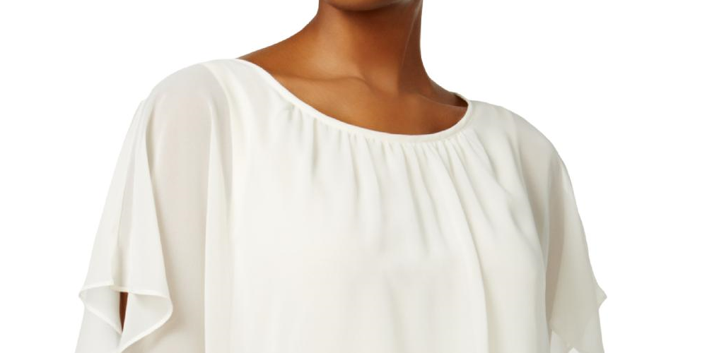 Blusa elegante transparente feminina JM Collection, nude, tamanho pequeno