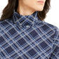 Karen Scott Blusa Feminina Xadrez Gola Alta Azul Tamanho Grande