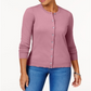 Karen Scott Cardigan Feminino Gola Redonda Rosa Tamanho P