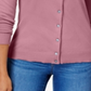 Karen Scott Cardigan Feminino Gola Redonda Rosa Tamanho P