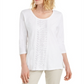 JM Collection Top Feminino Latte com Lantejoulas e Decote Redondo Tamanho Grande