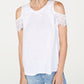 Blusa feminina de renda com ombros descobertos INC International Concepts, branca, tamanho pequeno