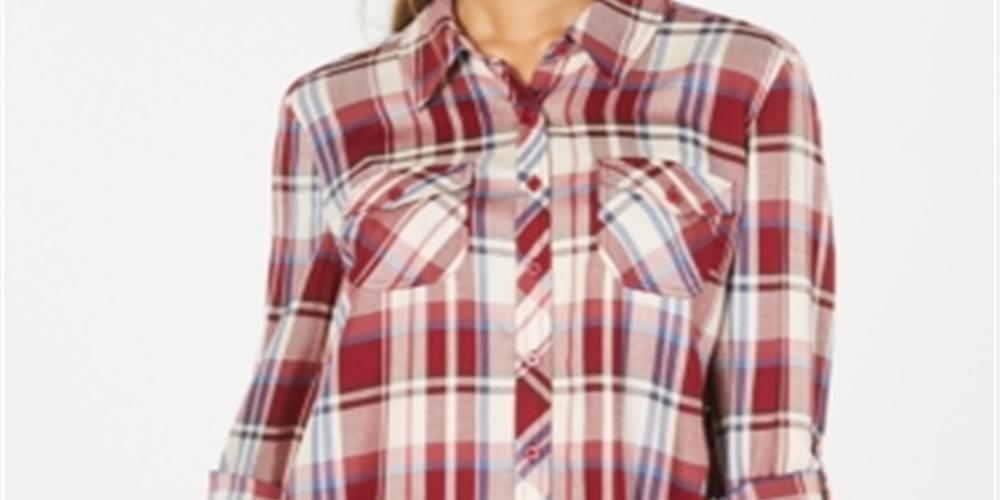 Túnica xadrez feminina Style &amp; Co vermelha tamanho grande