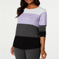 Karen Scott Suéter Feminino Colorblocked Roxo Tamanho Médio