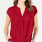 INC International Concepts Top feminino com frente torcida, vermelho, tamanho X-S