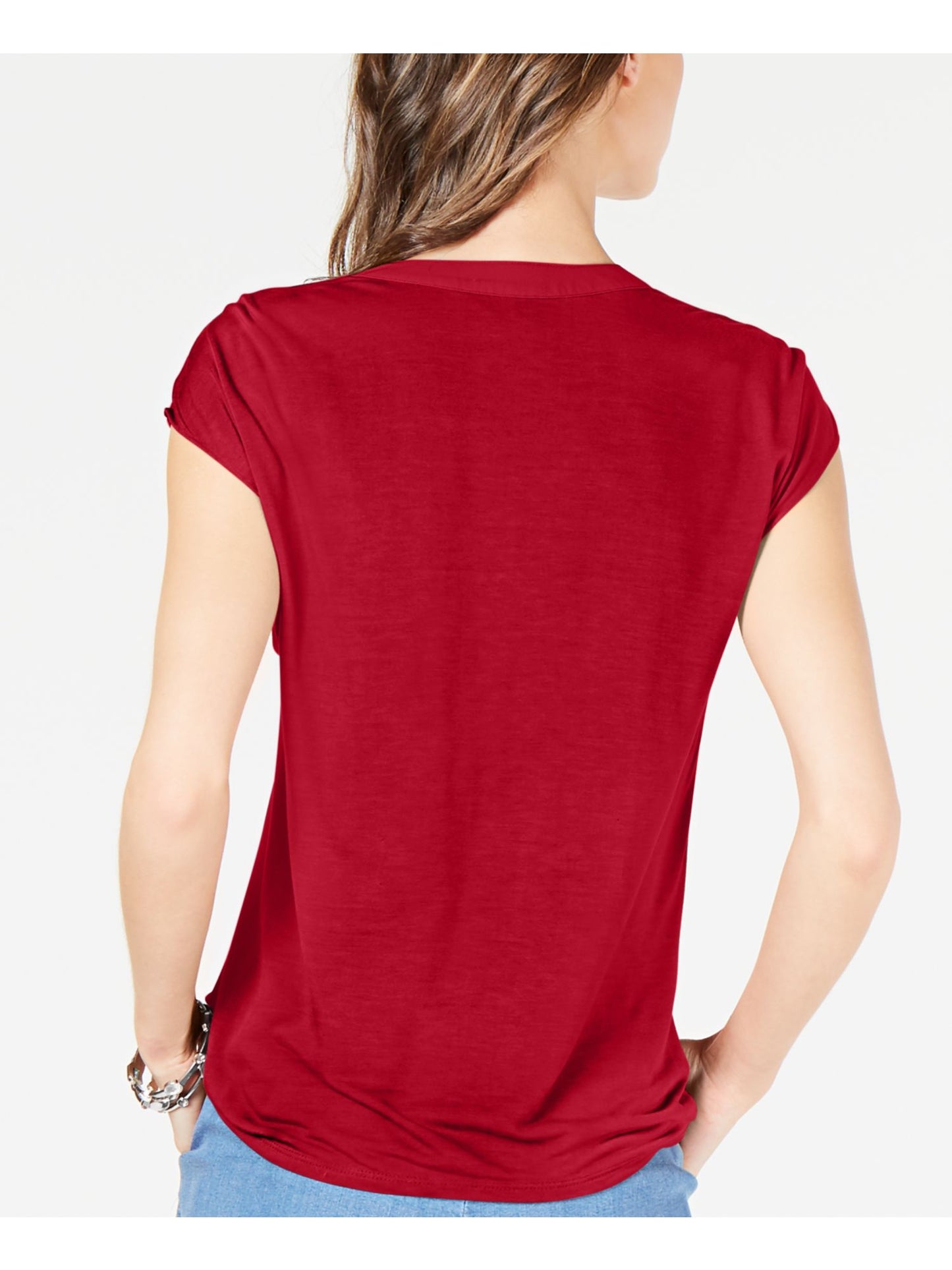 INC International Concepts Top feminino com frente torcida, vermelho, tamanho X-S