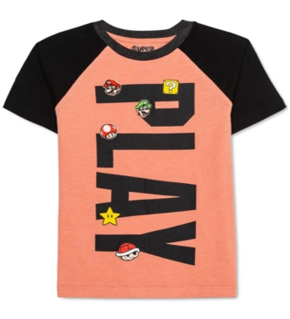 Camiseta Super Mario Bros Play da Nintendo Little Boy, laranja, tamanho 7