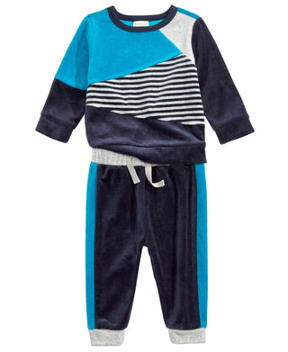 Moletom infantil First Impressions Colorblocked para meninos, azul-petróleo, tamanho 18M