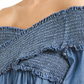 INC International Concepts Top feminino casual de manga comprida com ombros de fora, tamanho 79, azul, pequeno e pequeno
