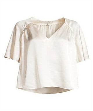 Blusa Joie Feminina Ankita de Cetim com Decote em V, Branca, Tamanho X-S