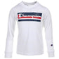 Camiseta manga longa Champion Little Boy's Script, branca, tamanho 7