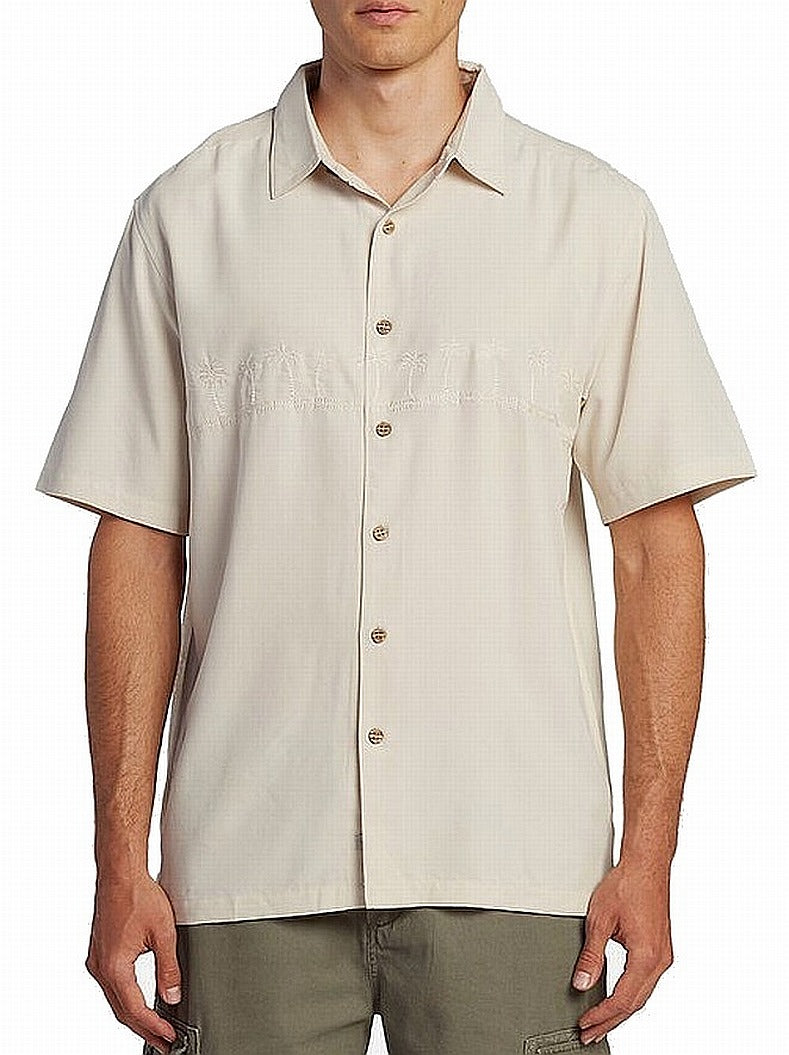 Camisa gráfica Quiksilver Tahiti Palms masculina, cinza, tamanho médio