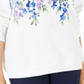 Blusa de lã estampada feminina Karen Scott, branca, floral azul, tamanho grande