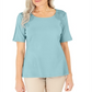 Blusa de crochê de algodão feminina Karen Scott, azul, tamanho pequeno