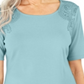 Blusa de crochê de algodão feminina Karen Scott, azul, tamanho pequeno