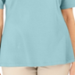 Blusa de crochê de algodão feminina Karen Scott, azul, tamanho pequeno